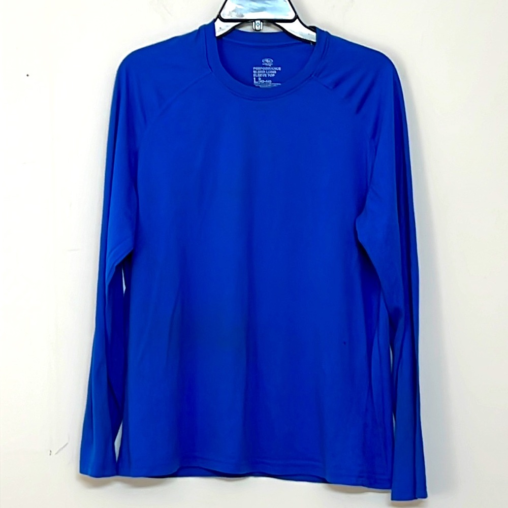 🌞 Athletic Works Performance blue long sleeve crew neck athletic shirt men L